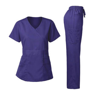 Femmes à manches courtes infirmière gommages costume tissu tissé uniformes hospitaliers cliniques en gros et hôpitaux ensembles de gommages médicaux - Product Image 6