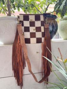 Combo de bolso de cuero de piel de vaca y embrague al por mayor de alta calidad tallado a mano flecos fiesta desgaste bolsas mujeres multiuso - Product Image 5