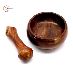 Mortero de madera Natural de forma redonda con MAJA para el hogar y la cocina, molinillo de mano para hierbas y especias, uso de mortero de madera, suministro de mortero - Product Image 6
