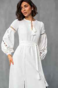 Robe de mariée Boho robe de mariée en dentelle blanche lait robe de mariée brodée à manches longues pour la cérémonie civile et la fuite taille S M L - Product Image 4