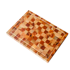 Planche à découper de boucher carrée en bois d'acacia de grain d'extrémité personnalisée de haute qualité en gros pour une utilisation en cuisine sur la viande et les légumes - Product Image 3