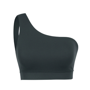 Sujetador deportivo corto de un hombro XL para mujer, ropa de Yoga de secado rápido y estilo bonito con características acanaladas, opciones de talla grande - Product Image 5