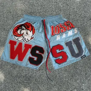 Shorts en denim double 100% coton de haute qualité, lavés à l'acide, respirants, en toile, motif uni, tissu peigné de style urbain, bouton - Product Image 4