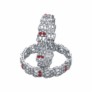 Modern Luxury Silver Plated Reverse AD Rhodium Bangles Sets Fashionable <b>Brass</b> Bangles - Product Image 3