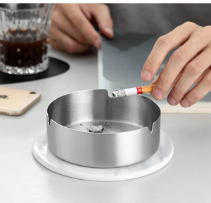 ชุดที่เขี่ยบุหรี่สแตนเลสทรงกลมแบบเรียบชุดที่เขี่ยบุหรี่สำหรับกลางแจ้งและที่บ้าน - Product Image 5