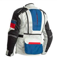 Jaket Balap Motor Pria Lengan Panjang Warna Blok Putih Merah Biru Tahan Air Perlengkapan Pelindung Semua Musim