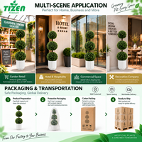 Topiaire artificielle en buis à trois boules, 120 cm, plante en pot artificielle en PE, résistante aux UV, pour intérieur et extérieur