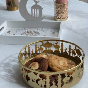 Martelé Miroir Poli Métal Acier Chocolat Plateau De Service et Plateaux Agate Conception Poignées En Gros Plateaux De Différentes Tailles - Product Image 3