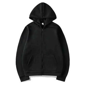 Cardigan à capuche zippé pour hommes et femmes, sweat-shirt de couleur unie, style transfrontalier européen et américain, sport décontracté, streetwear - Product Image 1