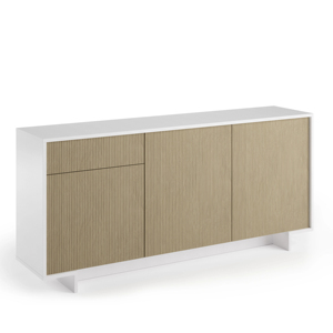 Terraneo Three-Door Modern <b>Sideboard</b> with Metal Handles and Drawer Wood Made in Italy Dining Room <b>Storage</b> Solution - Product Image 1
