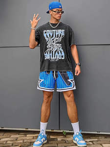 Meilleur short de gym en maille pour hommes de style High Street Taille d'été 6XL Short imprimé par sublimation écologique Décorations lavées - Product Image 2