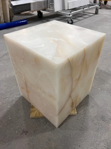 Bloque de pedestal de ónix de piedra hecho a mano, mesa auxiliar de piedra de pedestal de mármol, mesa de centro de mármol para sala de estar - Product Image 6