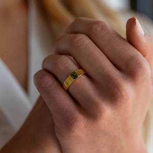 Bague de mariage en pierre de tourmaline créée en laboratoire, argent sterling 925 massif, plaqué or 18 carats, design classique, pour femmes, vente en gros - Product Image 5