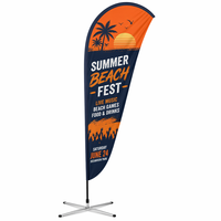 Drapeau de plage personnalisé imprimé en forme de goutte d'eau avec support en croix, portable pour exposition extérieure, salon professionnel, événementiel