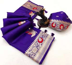 Vente en gros Saris de mariage en soie Banarasi Vêtements indiens et pakistanais doux et purs - Product Image 4