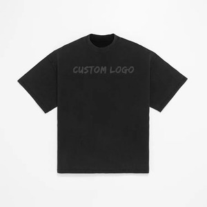 Vintage Oversized Graphic Streetwear 100% algodón de peso pesado de punto manga corta de cuello redondo talla grande patrón sólido - Product Image 1