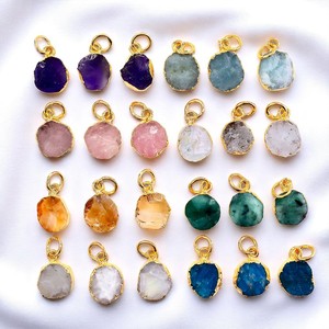 DIY Birthstone Rainbow <b>Moonstone</b> Flat Gemstone Charm Pendant Gold Electroplated Wholesale Lot Charm Jewelry Making Supply - Product Image 6