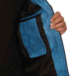 Veste universitaire en cuir de vache véritable pour homme, légère, à col montant, fermeture éclair, manches longues, automne, best-seller - Product Image 6