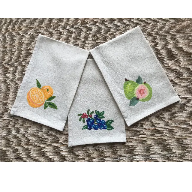 High quality premium cotton Towel with designs of Oranges Blueberries and Guava kitchen tea towels Eco Friendly Indian Suppliers