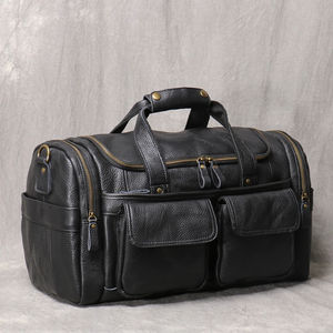 Sac de sport classique en cuir noir OEM véritable sac de voyage week-end en cuir de vachette de qualité supérieure fournisseur en gros - Product Image 4