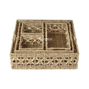Cesta de Almacenamiento Tejida a Mano de Mimbre, Organizador Decorativo de Paja Natural para el Hogar y la Oficina, Venta al por Mayor - Product Image 4