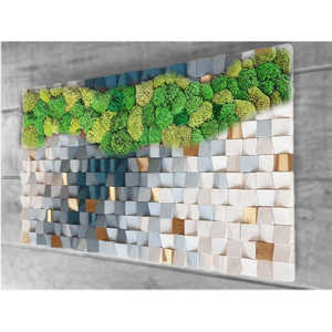 Mosaïque en bois de mousse de la vallée, décoration murale unique de 3x2 pieds - Product Image 1