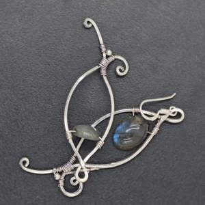 Pendientes de labradorita para mujer en plata de ley 925 Joyas de piedras preciosas hechas a mano - Product Image 1