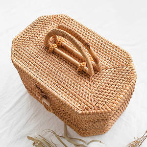 Cesta de almacenamiento de ratán con asa, cesta de joyería, caja de almacenamiento de mesa a prueba de polvo para regalo del Día de la madre - Product Image 4