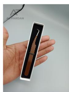 Pince à cils de haute qualité 90 degrés pointe de Fiber couleur marron chocolat boîtes de cartes en acier inoxydable durables pour pince à cils - Product Image 5