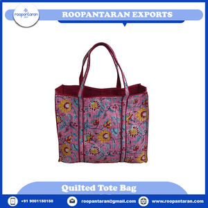 Meilleur prix fait à la main soirée sac fourre-tout bloc imprimé doux coton rembourré matelassé fermeture à glissière à vendre - Product Image 2