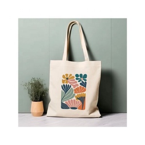 2024 Embroidered Large Capacity Beige <b>Colour</b> Simple Canvas Folding Eco-friendly Reusable Shoulder Grocery 100% Cotton Tote <b>Bags</b> - Product Image 3
