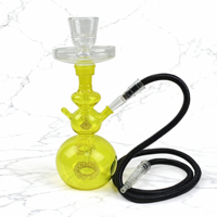 Ensemble de narguilé en verre jaune pour bar, salon, fête, avec bol transparent et tuyau noir, narguilé abordable pour usage domestique, chicha