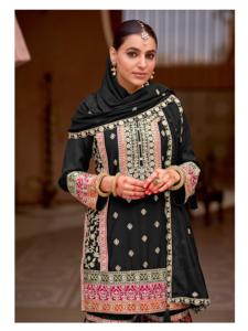 Vêtements de mariage de qualité supérieure Vente à chaud Chinon lourd de qualité supérieure avec broderie de paillettes Costume Salwar au fournisseur le plus bas - Product Image 3