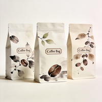 Sac à fond plat en aluminium kraft avec fermeture éclair réutilisable, impression personnalisée du logo, emballage OEM pour grains de café