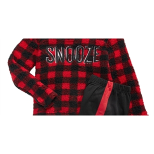 Set Pigiama Max & Olivia 2 Pezzi, Top in Finta Pelliccia e Pantaloni Bicolore, Morbido Rosso-Nero, Taglia S per Ragazzi Grandi - Product Image 2