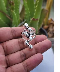 แหวนลูกบอลสีเงินหลายอันทำด้วยมือแหวนซ้อนกันได้แบบมินิมอลทำด้วยมือ925สำหรับผู้หญิงเครื่องประดับแฟชั่นของขวัญครบรอบ - Product Image 3