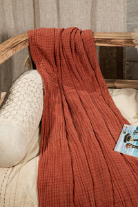 Manta rústica de gasa de algodón texturizado de 130X170 CM con borlas de yute, decoración minimalista ecológica para sala de estar - Product Image 3