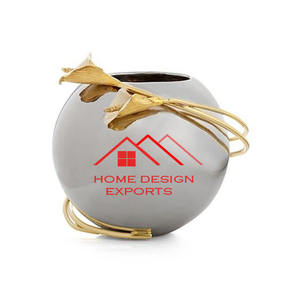 การออกแบบที่จับตาบ้านตกแต่งโรงแรมแจกันดอกไม้ในสีทองและสีเขียวเคลือบสําเร็จรูปบ้านหรูโรงแรมแจกันตกแต่งโต๊ะ - Product Image 5