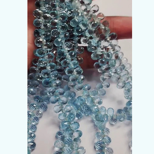 4 hebras de cuentas briolette de faceta de Topacio azul cielo Natural 685 CTS lote Iroc ventas cuentas de lágrima de piedras preciosas de 16 pulgadas de longitud - Product Image 4
