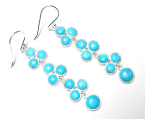 Pendientes colgantes de plata de ley 925 con ajuste de bisel fino turquesa natural piedras preciosas semipreciosas - Product Image 2