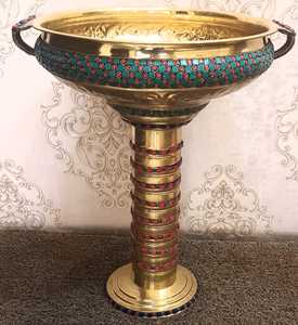 Venta al por mayor de antigüedades, pedestal de latón, centro de mesa, tasa razonable, cuencos de metal para Festival Urli para el hogar - Product Image 2