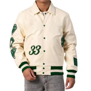 Chaqueta de béisbol unisex de longitud regular y mangas con logotipo personalizado bordado y etiqueta personalizada para hombre - Product Image 1