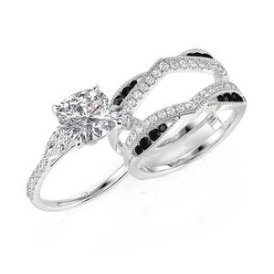 Ensemble de trois bagues Jeulia - Anneau torsadé bicolore en or rose avec zircon et cristal - Product Image 1