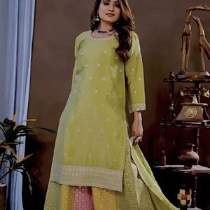 ชุดเสื้อผ้า3ชิ้นผ้าไหมไชน์แท้มาใหม่ล่าสุดชุดคู่เคอร์ติปักลายเย็บลำดับลำดับงานเย็บปัก - Product Image 1