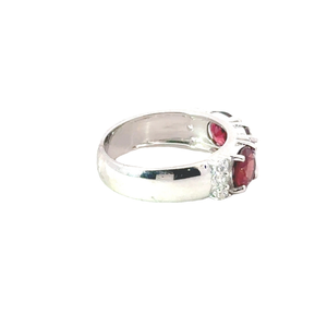 Anillo de tres piedras de diamante americano granate auténtico, piedra natal de enero, fiesta de aniversario de boda clásica, ropa chapada en rodio - Product Image 4