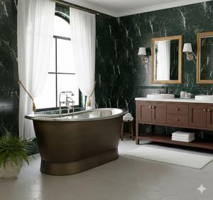 Bañera Ovalada de Latón Hecha a Mano de Lujo, Acabado Antiguo en Níquel/Latón, Estilo Elegante y Ecológico, Bañera Premium para Baño - Product Image 2