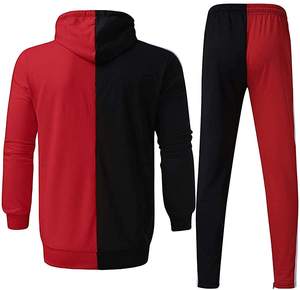 Ensemble de survêtement technique en polaire pour homme, printemps 2026, blocs de couleur, coupe ajustée, sweat à capuche zippé et jogging, salle de sport, fitness, 2 pièces - Product Image 3