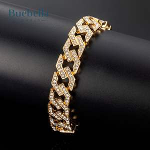 Bracelet à maillons cubains glacés en plaqué or 18 carats de 14mm, style Hip Hop, bracelet en moissanite pour femmes et hommes - Product Image 1