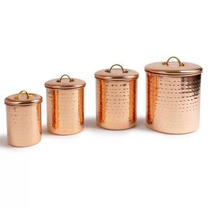 Ensemble de bidons en cuivre authentique avec aspect patiné naturel et fini industriel pour cuisines rustiques et décor de ferme - Product Image 2