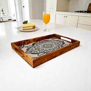 Bandeja de Servicio de Madera Art Deco Hecha a Mano por Craft Exim, con Diseño Personalizado, para Decoración de Mesa de Comedor, Cocina y Hogar - Product Image 6